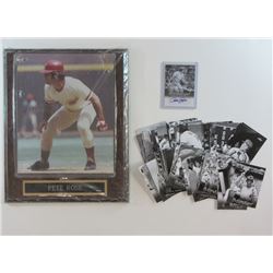 PETE ROSE AUTOGRAPHED CARD - LIVING LEGEND CARD & SET & 8X10 PLAQUE