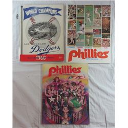 1960 DODGERS YEARBOOK VGEX & 2- PHILLIES YR BOOKS 1972 & 1978 NICE