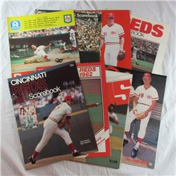9 - REDS SCOREBOOKS, 1974, 75, 78, 79, 81, 82, 83, 84 & 85