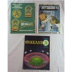 3 - OAKLAND A's YEAR BOOKS - 1968, 1972, 1974 - ALL NICE