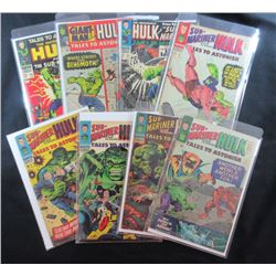 8 - HULK COMICS; SUB-MARINER #73, 77, 81, 83, 87 97 & GIANT-MAN #67 & TALES #99
