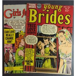1954 YOUNG BRIDES COMIC & #57 GIRLS IN LOVE COMIC / LIGHT WEAR - CREASING