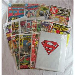 COMIC LOT; #500 SUPERMAN SEALED,  8 - SPIDER-MAN, 2 - DC ANNIV. #200 & #526 PLUS
