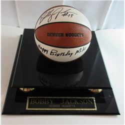 BOBBY JACKSON #13 AUTO DENVER NUGGETS MINI-BASKETBALL - "HAPPY BIRTHDAY  MIKE"