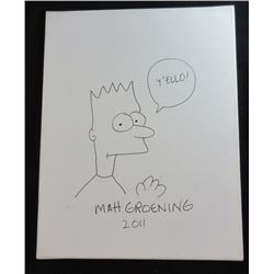 THE SIMPSONS MATT GROENING SIGNED AUTOGRAPH SKETCH DRAWING of BART SIMPSON