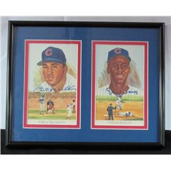 BILLY WILLIAMS & ERNIE BANKS AUTOGRAPHED PEREZ STEELE POSTCARDS - CUSTOM FRAMED