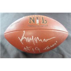 KEYSHAWN JOHNSON Signed Official Wilson Football "#19 THANKS", NO COA