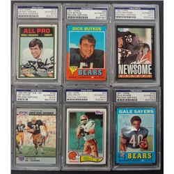6 - PSA / DNA AUTOGRAPHED FOOTBALL CARDS - GALE SAYERS,DICK BUTKUS,OZZIE NEWSOME