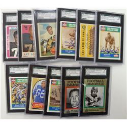 VINTAGE AUTOGRAPHED FOOTBALL CARDS - ALL DECEASED - ALL SGC AUTHENTIC - 11 TOTAL