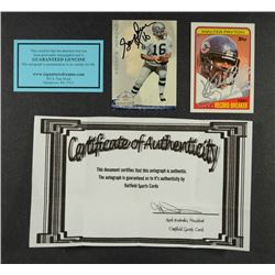 WALTER PAYTON & GEORGE BLANDA AUTOGRAPHED CARDS ( 2 CARDS)