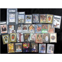AUTOGRAPHED BASKETBALL CARD LOT ( 29 ) MOSTLY STARS, FEW GRADED