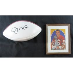 (Lot of 2) Joe Montana AUTOGRAPHED Football & Upper Deck 1984 SuperBowl MVP Card