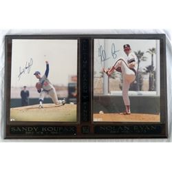 SANDY KOUFAX & NOLAN RYAN SIGNED AUTOGRAPHED 8x10's on Plaque VERY NICE!