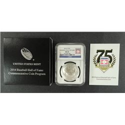 2014 BASEBALL HALL OF FAME SILVER DOLLAR, NGC MS-69