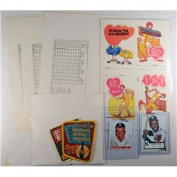 UNUSUAL ISSUE LOT; 1995 JSW 1/1 PROOF MANTLE & AARON, 2- VINTAGE BOWLING PATCHES