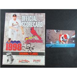 MARK McGWIRE AUTOGRAPHED SCORECARD - 1998 - with Photo COA