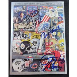 AUTOGRAPHED SUPER BOWL XXV PROGRAM, JIM KELLY - BILL PARCELLS - LAWRENCE TAYLOR