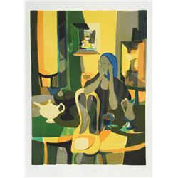 Marcel Mouly, At the Cafe, Lithograph