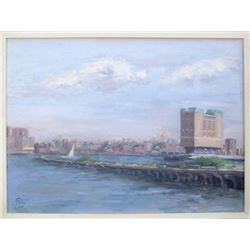 Paly, View from Manhattan Cityscape, Oil Painting