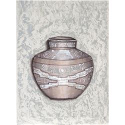 Luis Mazorra, Old Mexican Pot, Aquatint Etching with Embossing