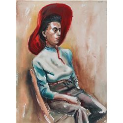 Eve Nethercott, Seated Woman (P6.18), Watercolor Painting