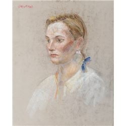 Thomas Strickland, Portrait of a Blonde Young Woman, Pastel Drawing