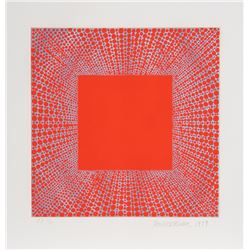 Richard Anuszkiewicz, Summer Suite (Blue on Red), Intaglio Aquatint Etching