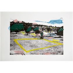 Menashe Kadishman, Landscape and Yellow Square, Lithograph