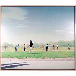 Hilo Chen, Soccer Players in Central Park, Oil Painting