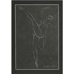 Alexander Raymond Katz, Can Can Dancer, Brush Drawing