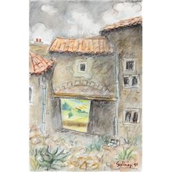 Laurent Marcel Salinas, Village 24, Watercolor Painting Paintingand Pastel Drawing