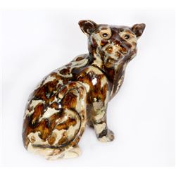 Cat (possibly Chinese), Glazed Ceramic Figurine