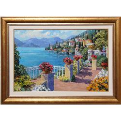 Julian Askins, Como Garden Lakeside, Oil Painting