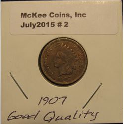 2. 1907 Indian Head Cent. Good Quality.