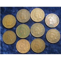 8. Pack of 10 Indian Head Cents 1899 thru 1908.