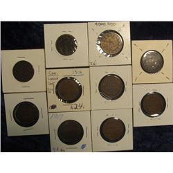 38. Flock of Canada Large Pennies: 1859, 1884, 1888, 1896, 1900, 1912, 1913, 1914, 1917, & 1918. G-V