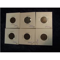 81. (6) Tribal Indian Cents including 1873, 1895, 1897, 1899, 1900, & 1905.