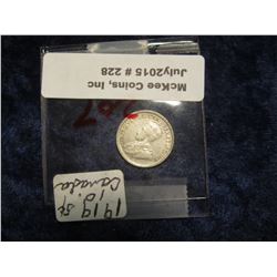 228. 1919 Canada Five Cent Silver. VF 20.