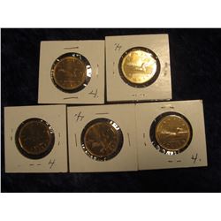 242. (5) 1867-1992 Commemorative Canada Loon Dollars. All Gem BU.