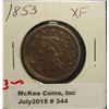 Image 1 : 344. 1853 U.S. Large Cent. VF-EF.