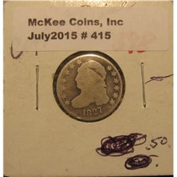 415. 1827 U.S. Capped Bust Dime. AG 3.