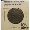 Image 1 : 426. 1867 Without Rays U.S. Shield Nickel. F-12. Dark toning.