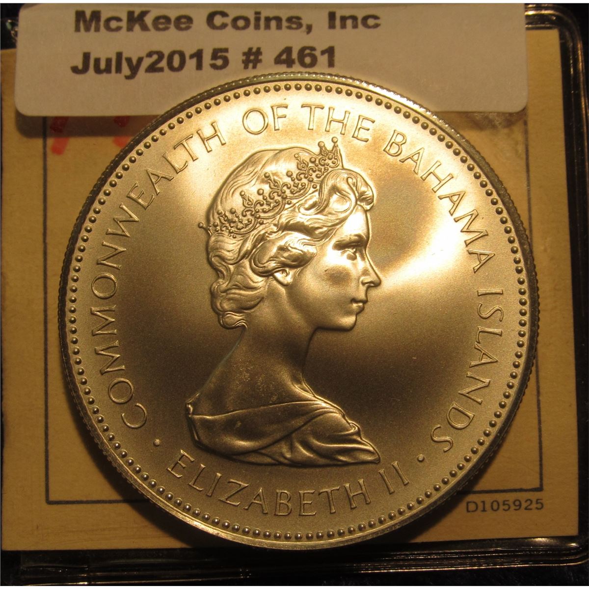 461. 1972 Two-Dollar "Flamingo" Coin of the Bahamas. Silver. Gem BU.