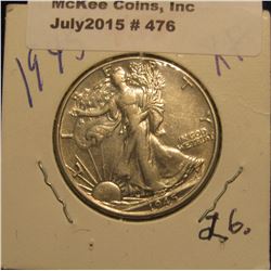 476. 1945 P Walking Liberty Half Dollar. EF 40.