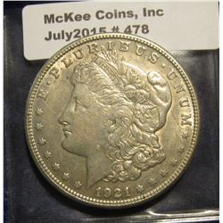 478. 1921 S Morgan Silver Dollar. EF 40.
