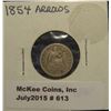 Image 1 : 613. 1854 Arrows U.S. Seated Liberty Half Dime. VG-8.