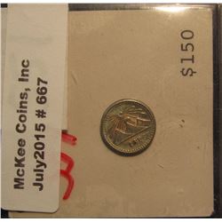 667. 1893/2 Guatemala Silver 1/4 Real. EF. K&M 163. Catalog $75.00