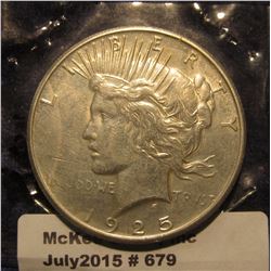 679. 1925 S Peace Dollar. EF