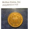 Image 1 : 717. 1867 U.S. Two Cent Piece. EF-AU.