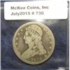 Image 1 : 730. 1838 Capped Bust Half Dollar. Reeded edge. AG/VG. Graffiti on obverse.